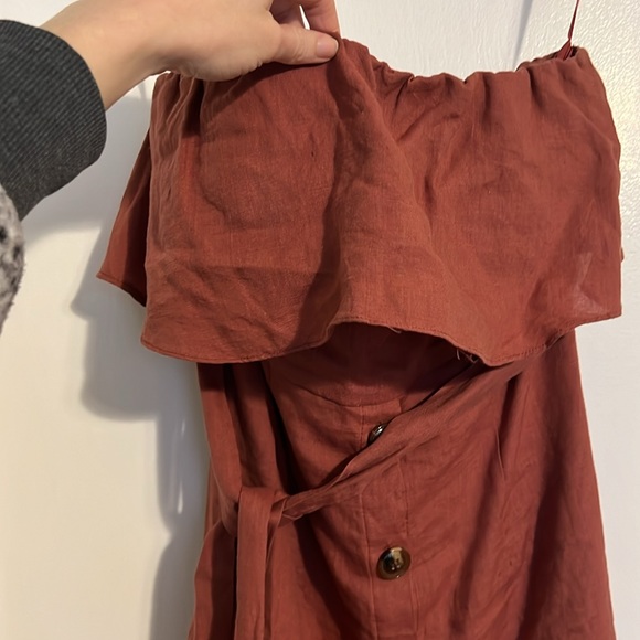 Vici linen button front strapless midi dress - Picture 5 of 9